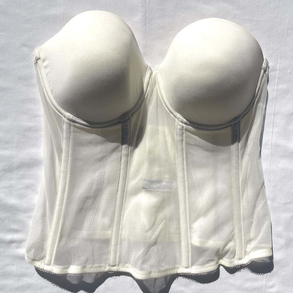 Wacoal Longline Strapless Corset Bra 34D Cream Ivory 85014 Bridal Wedding Boning